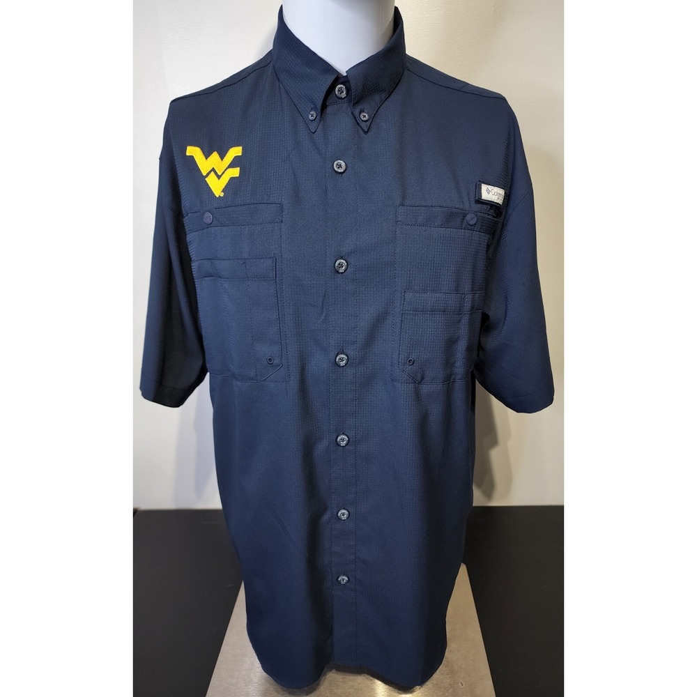 Columbia PFG Men's Medium Omni Shade West Virginia Short Sleeve Mesh Lined Shirt